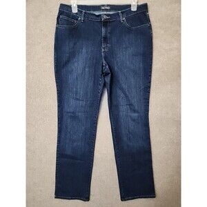Lee Relaxed Fit Straight Leg Jeans Womens 16 Long Blue Cotton Stretch